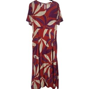 Mister Zimi Brydie Maxi Dress Size 10 Red Purple Floral Tropical Vacation Resort